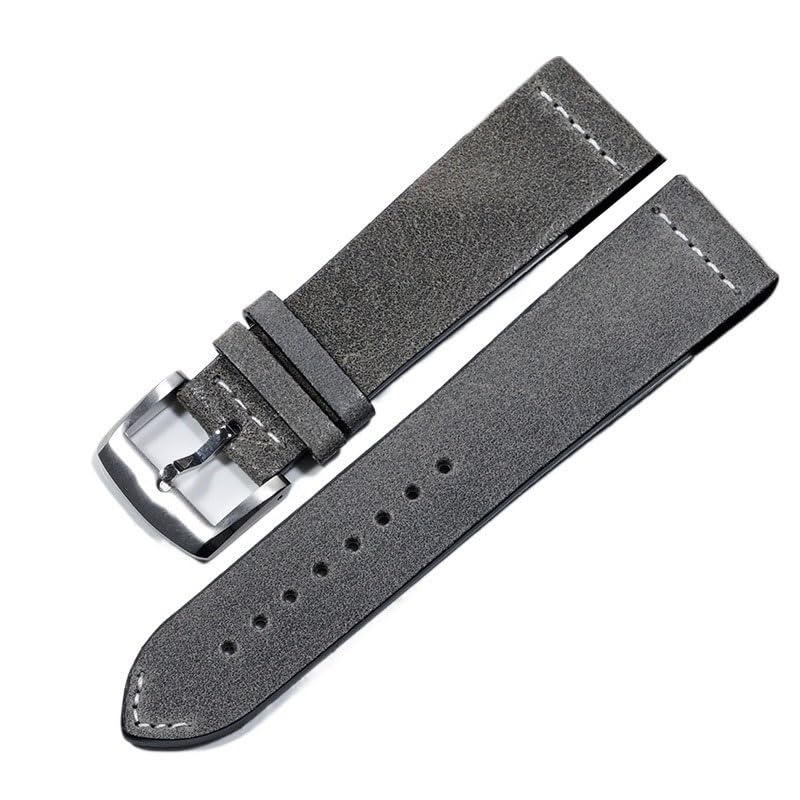 Bracelet de montre en cuir suédé gris pour MIDO Ocean Star Navigator