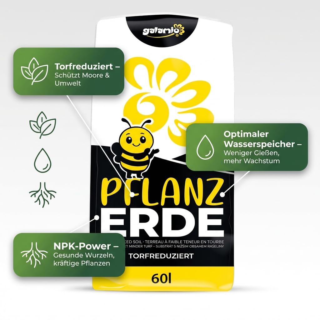 GALAMIO Pflanzerde 720L (12 x 60L), torfreduziert, mit Dünger, ideal für Sträucher, Bäume oder Zierpflanzen