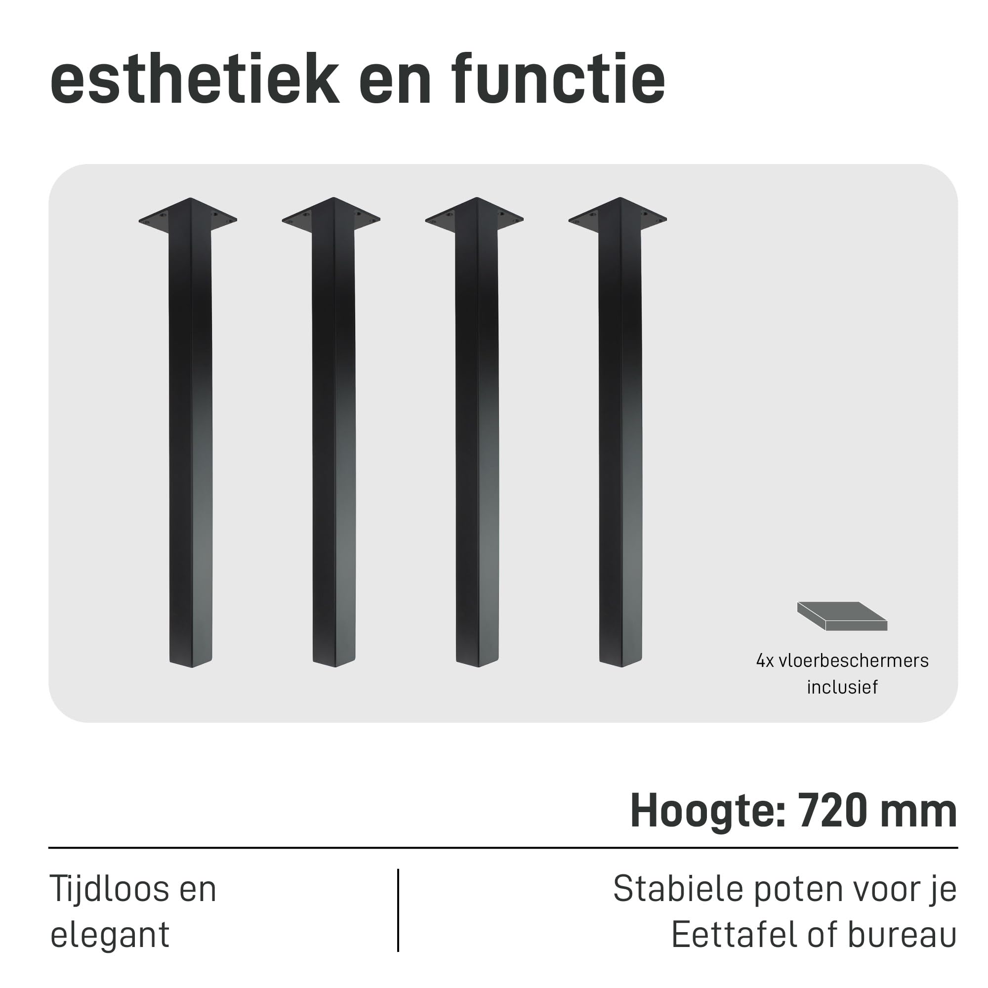 Damoni - tafelonderstel met essenhouten 4-poot frame - 730 mm - Eiken