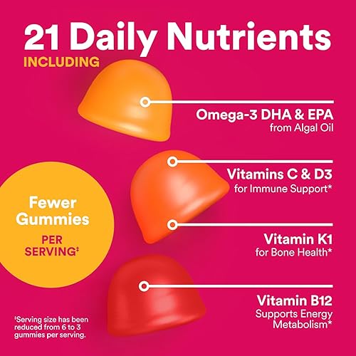 Miniatura 6 de SmartyPants Gomitas multivitamínicas para mujer - Fórmula mejorada Omega 3 (DHAEPA), metilfolato, CoQ10, vitamina D3, C, vitamina B12, B6, A, K y