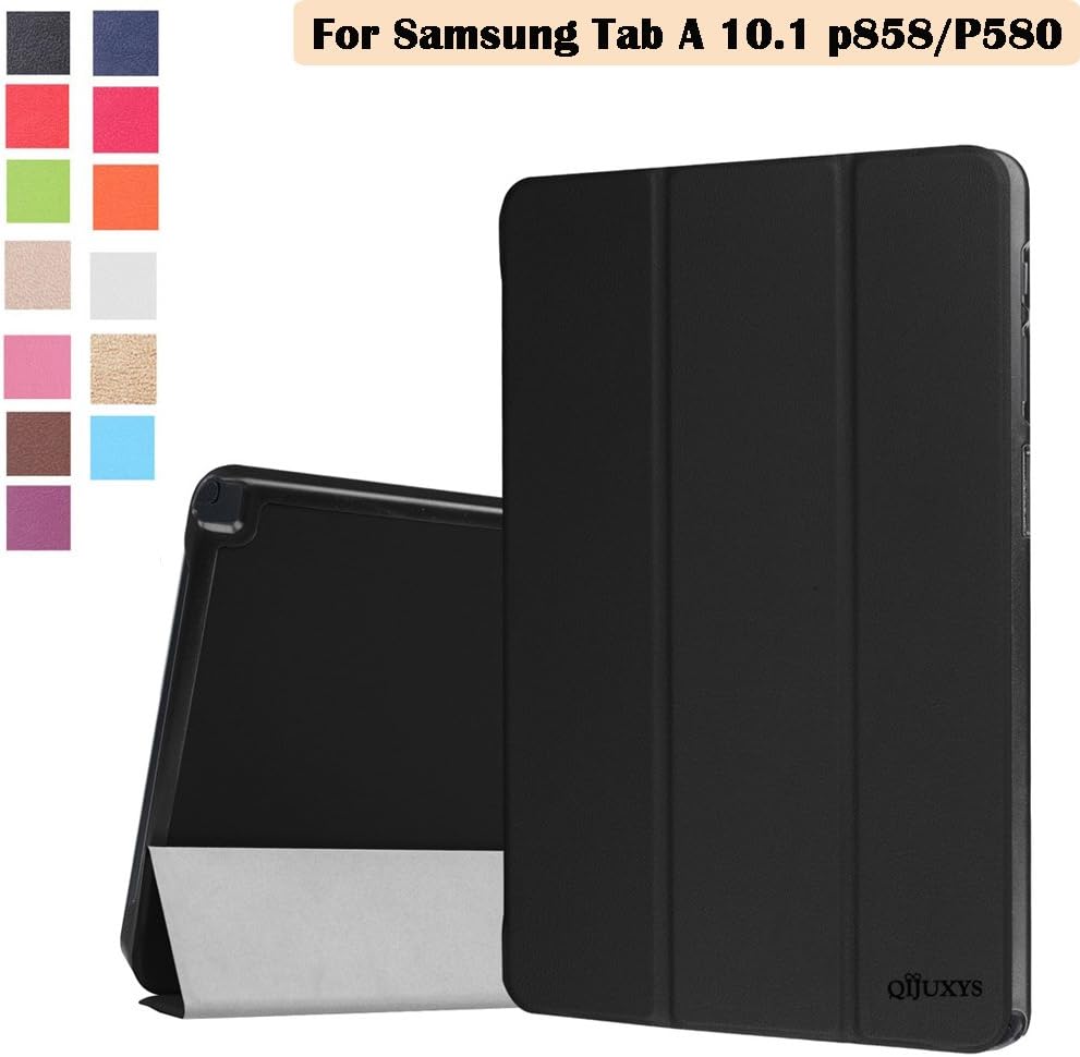 Qijuxys Galaxy Tab A 10.1 with S Pen case - Ultra Lightweight Slim Smart Cover Case with Auto Sleep/Wake for Samsung Galaxy Tab A 10.1 with S Pen P580/P585 Tablet (Black)