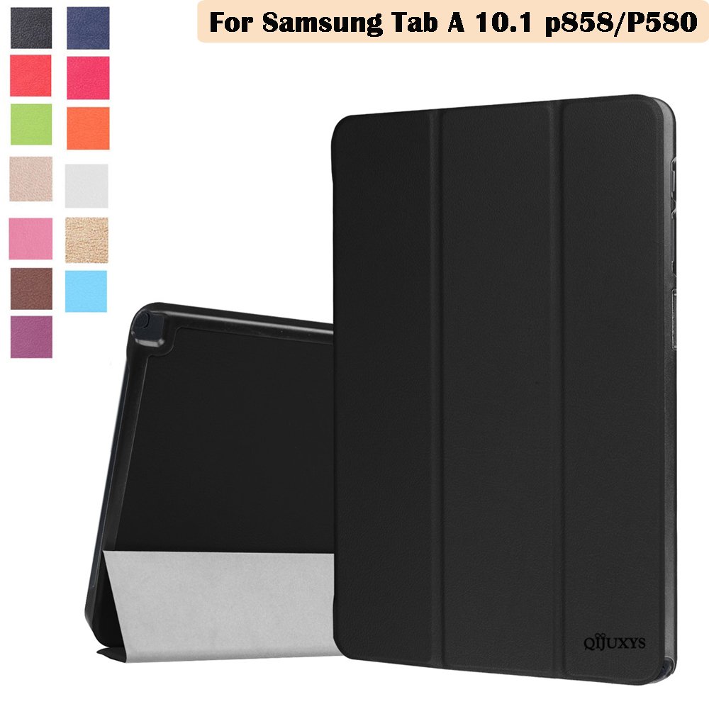 Qijuxys Galaxy Tab A 10.1 with S Pen case - Ultra Lightweight Slim Smart Cover Case with Auto Sleep/Wake for Samsung Galaxy Tab A 10.1 with S Pen P580/P585 Tablet (Black)