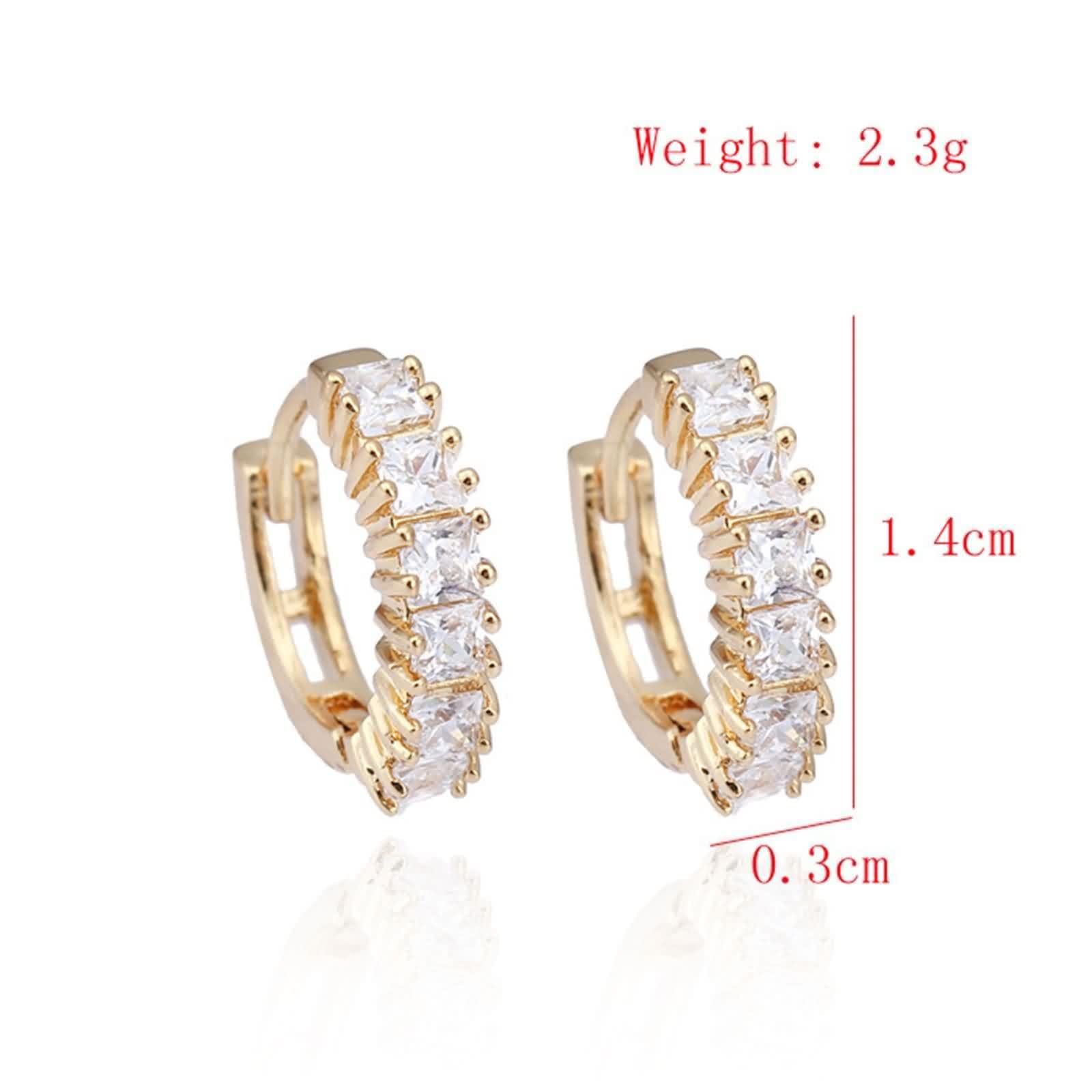 Ohrringe 9K / 14K / 18K Gelbgold für Damen, Quadrat mit Moissanit, Frauen Hoops Ohrringe Gold