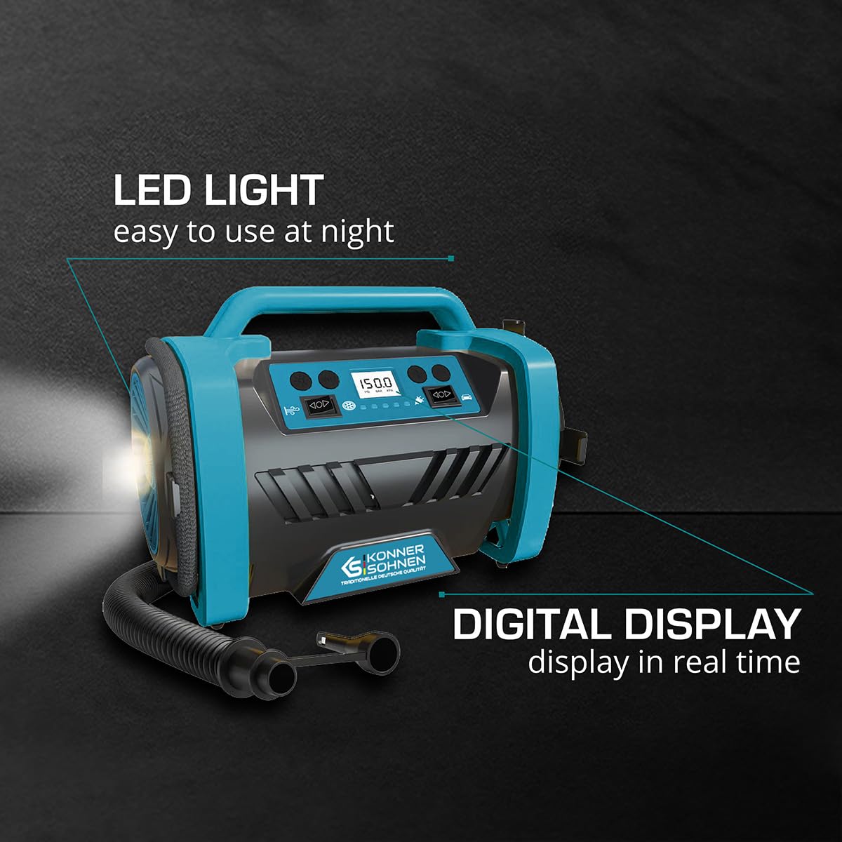 Compresseur D'air Portable 12V/230V - 35 L/min, 150 Psi, Arrêt Auto, Pour Pneus, Gonflables