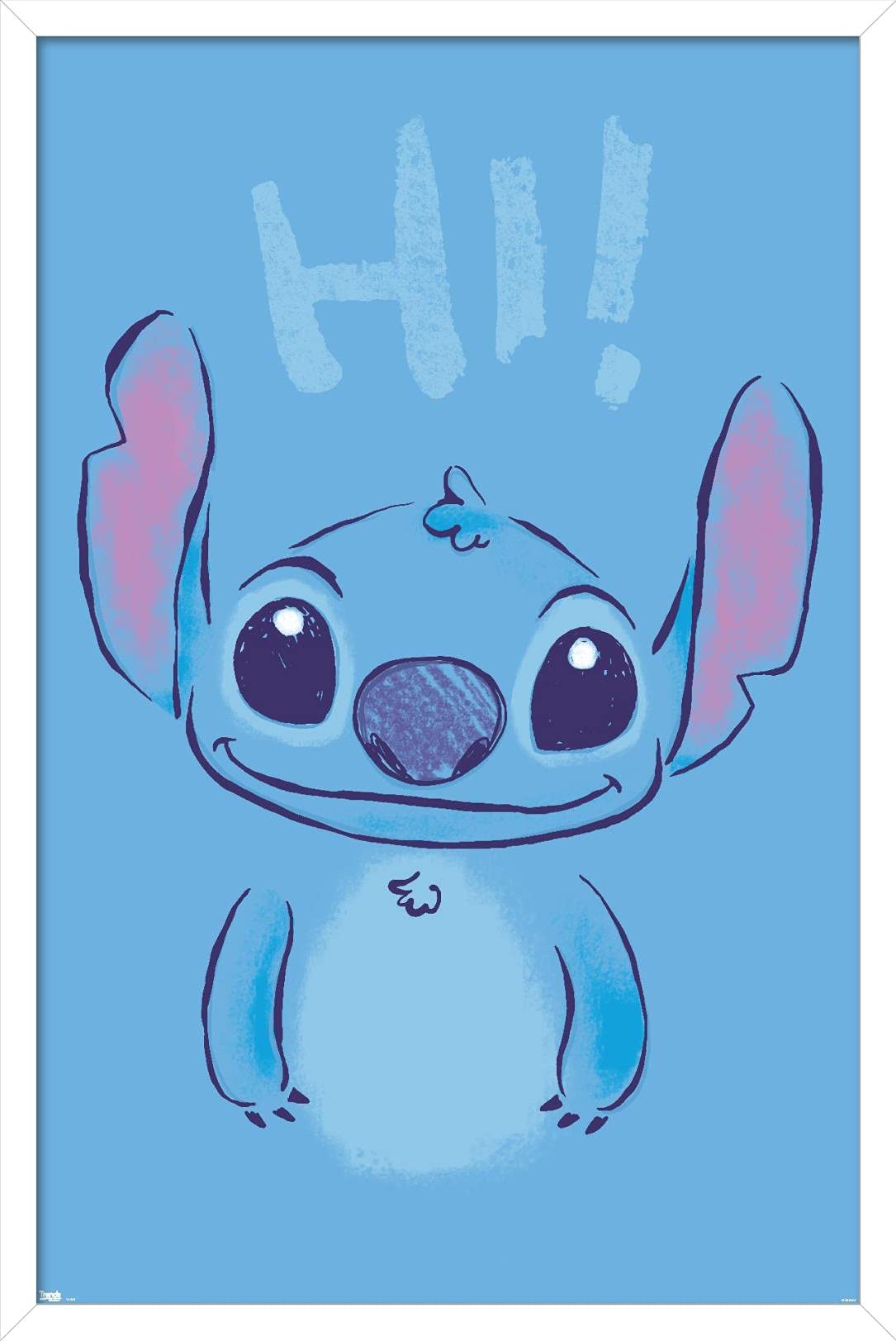 Poster Disney Lilo et Stitch encadré blanc pour déco de chambre d'enfant