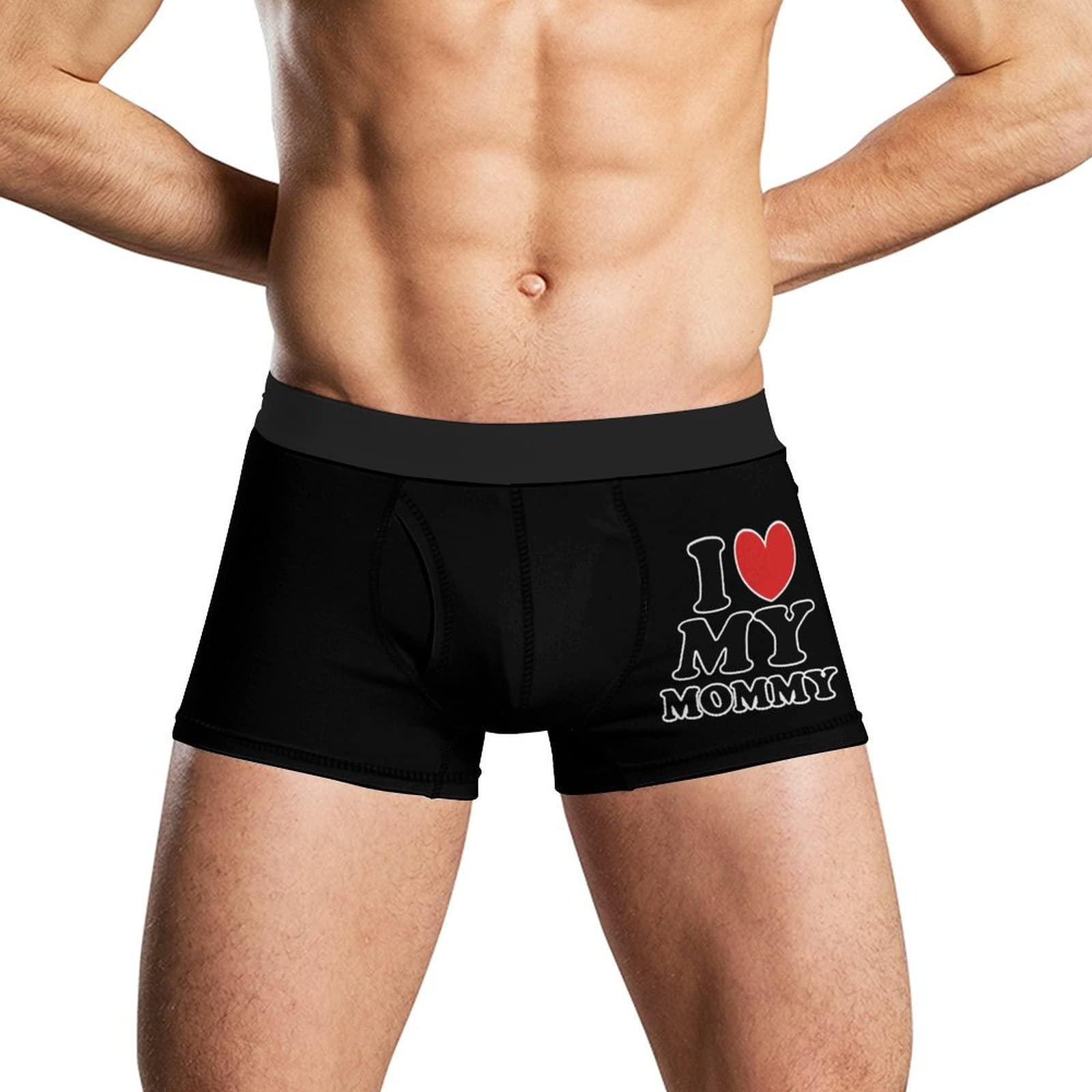 Fwjzdsp Men's As Pic I Love My Mommy Underwear Boxer Briefs Soft No-Ride-Up Wicking Underpants
