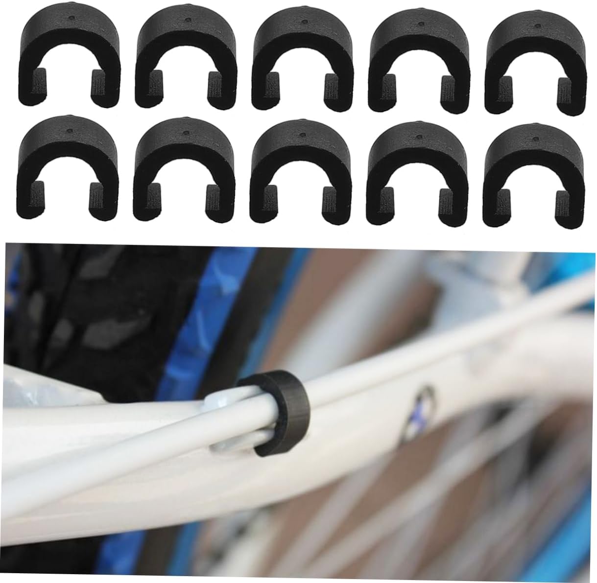 60pcs Fixed Tubing Clips for Bicycle Brake Cable Housing C-Style Design Lightweight and Reusable Suitable for Mountain and Road Bikes Black