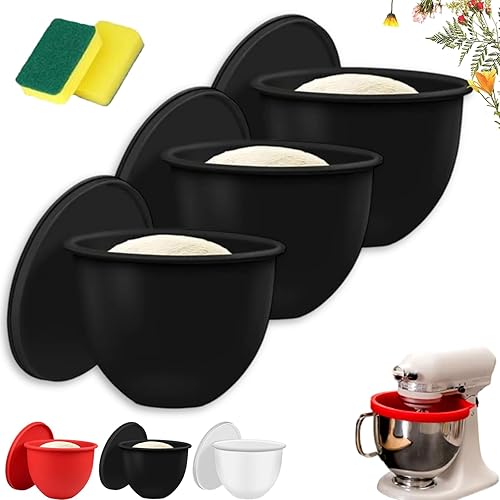 Silicone Stand Mixer Bowl Liners, Silicone Liners for Kitchen Tilt-Head 5 Qt Mixers – Kitchen Mixer Attachments & Accessories – Replacement Mixer Bowls No Longer Needed (Black-3pc)