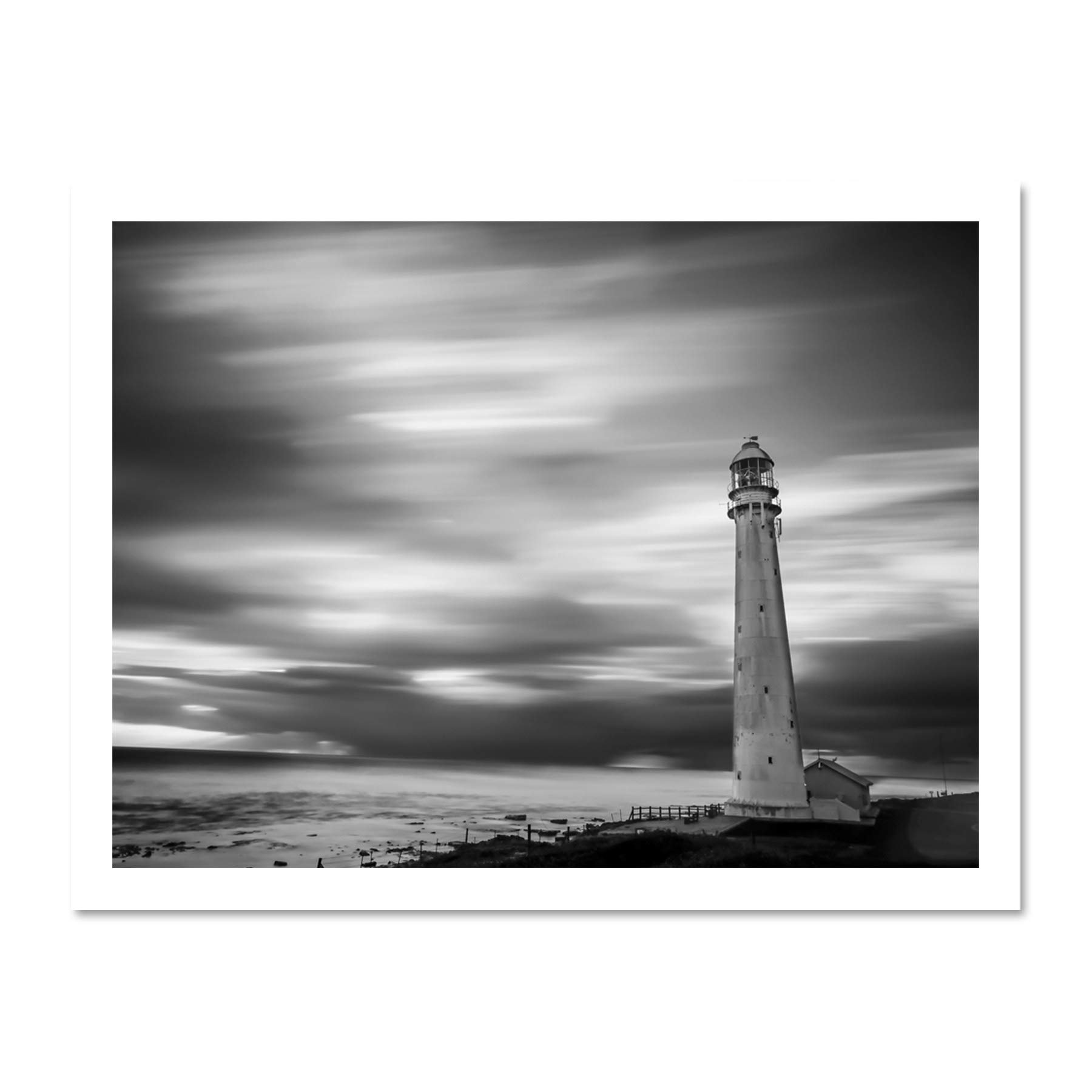 Roulstone Slangkoppunt Lighthouse Seascape Large Framed Art Print Poster Wall Decor 18x24 inch