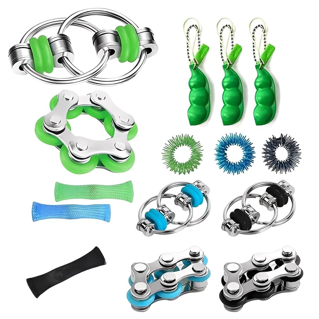 HAGNA 15 Pezzi Fidget Toy, Agitarsi Gioco per Alleviare Lo Stress, Tubo a Rete Intrecciata, Antistress Giocattolo per Bambini e Adulti
