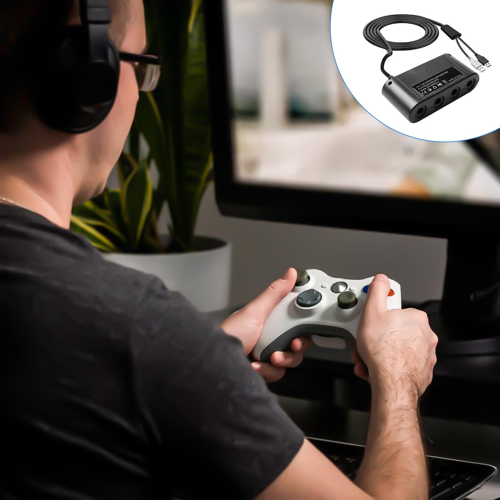 Adaptateur pour Manette GameCube compatible avec Switch, Wii U et PC, USB, 4 Ports
