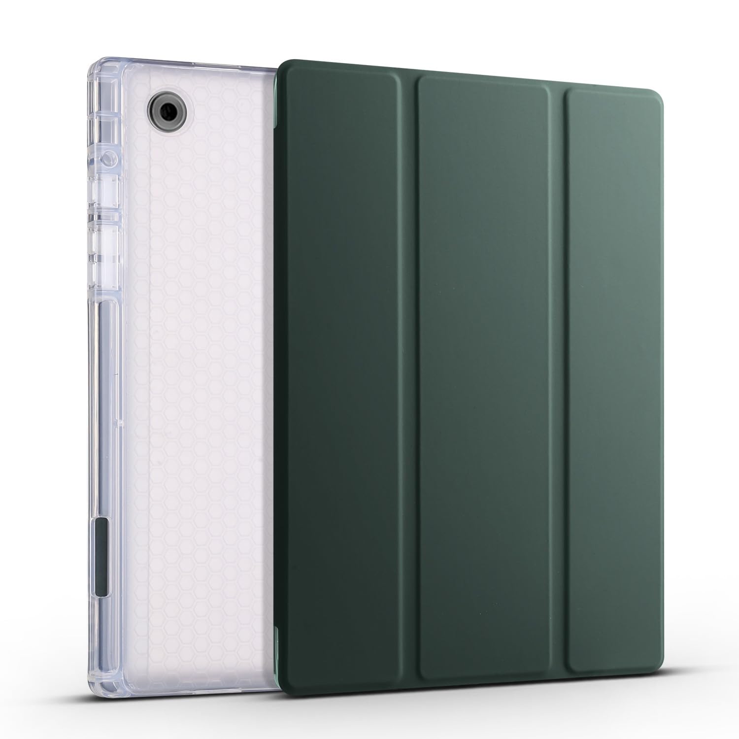 etui kompatybilne z Samsung Galaxy Tab A9 8,7 SM-X110 X115 X117 (kolor: ciemnozielony) skórzany silikonowy odporny na wstrząsy stojak etui z klapką