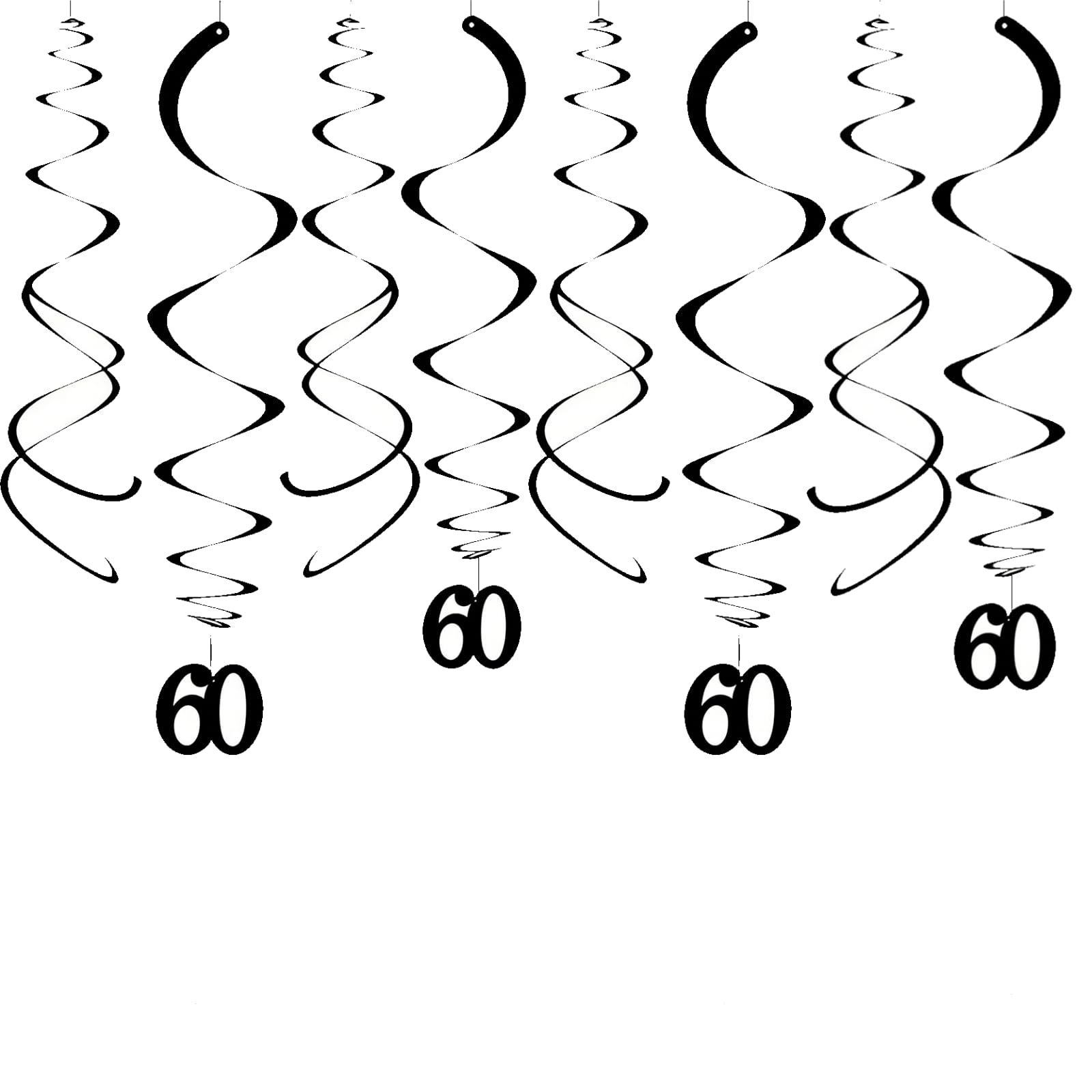 We Moment Zone Black 60th Party Swirl Birthday Decorations Ceiling Hanging Swirl for 60st Anniversary - Pack of 20PCS — image 1