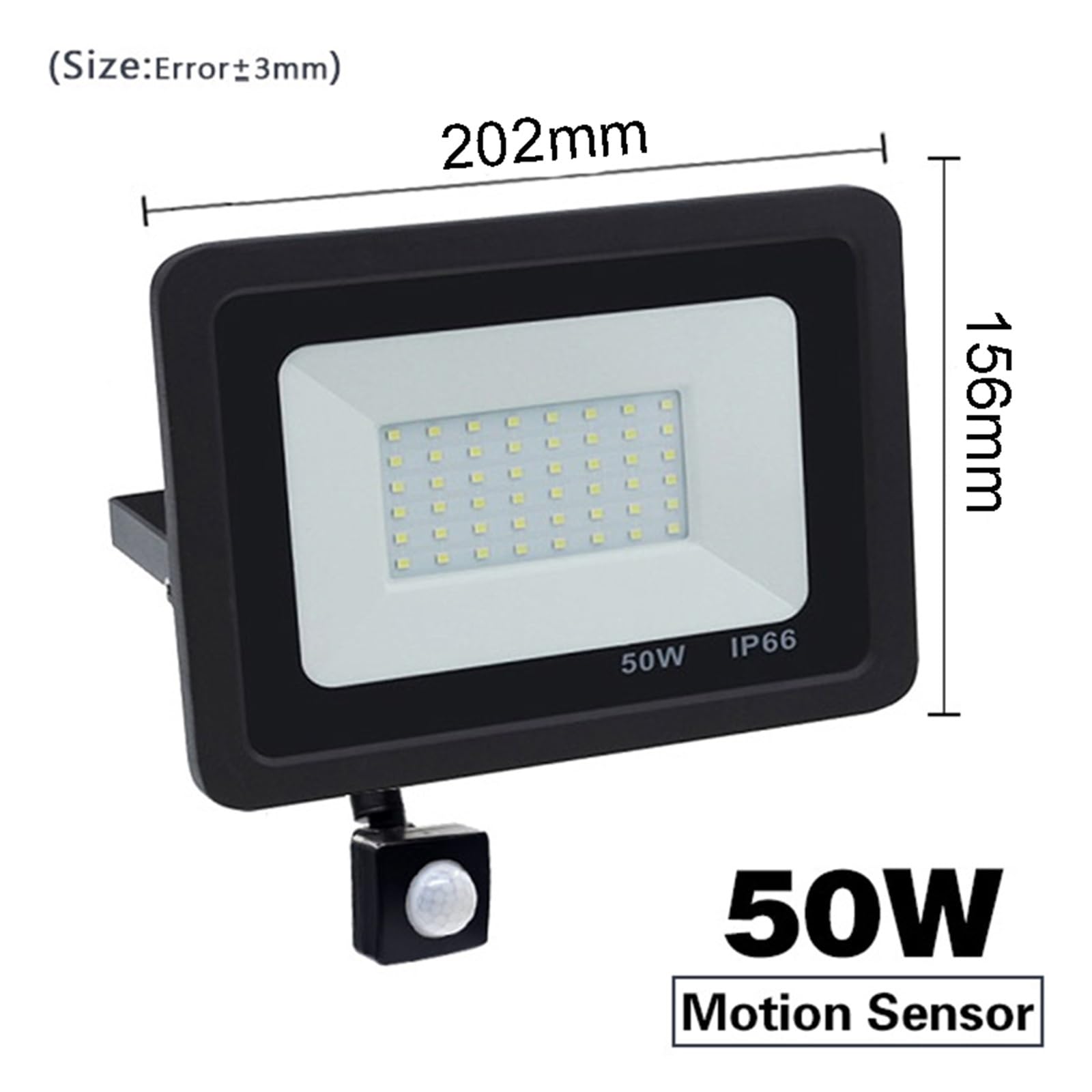 Foco LED para exteriores de 50 W con sensor de moto, impermeable, para jardín y calle, blanco frío, foco de proyecto para brid cuadrado