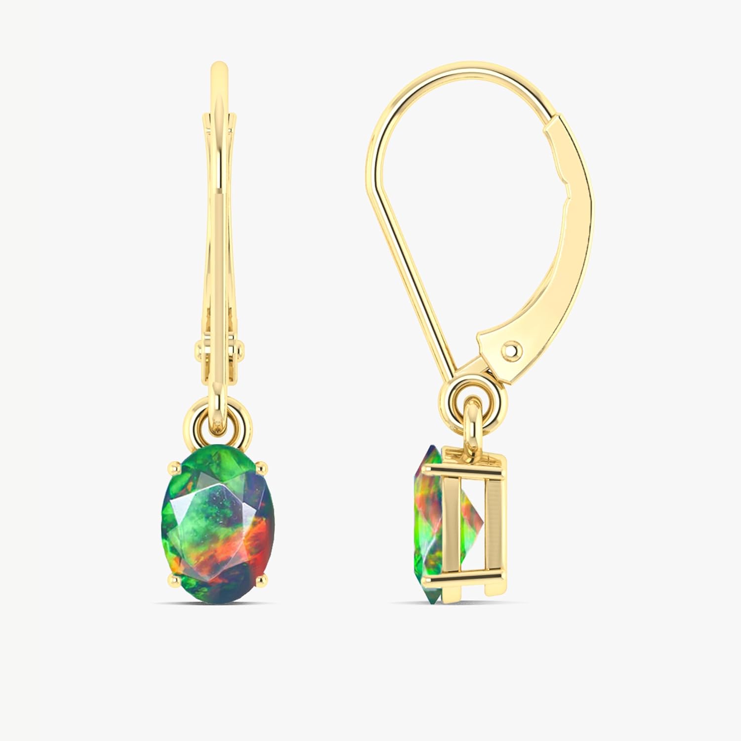 GOODSTONE JEWELS Multicolor Fire Opal Dangle Drop Earrings for Women Oval Shape | Leverback Earrings | 925 Sterling Silver & Yellow Gold Plated Hypoallergenic Minimalist Jewelry | October Birthstone Jewelry Gift for Her - Image 9