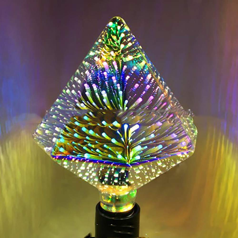 Colorful Vintage Edison Light Bulbs,Pendant Light Fixtures LED Decorative Sparkle 3D Effect Firework Light Bulb E27 4W Magical Night Light for Home Restaurant Bar Decor,Christmastree-whitelight