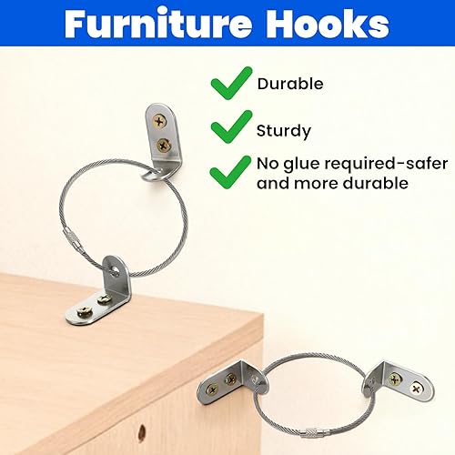 Miniatura 6 de Juego de 4 anclajes para muebles, anclaje de pared para muebles, anclajes anti-punta, anclaje de pared de acero inoxidable, correas para terremotos,