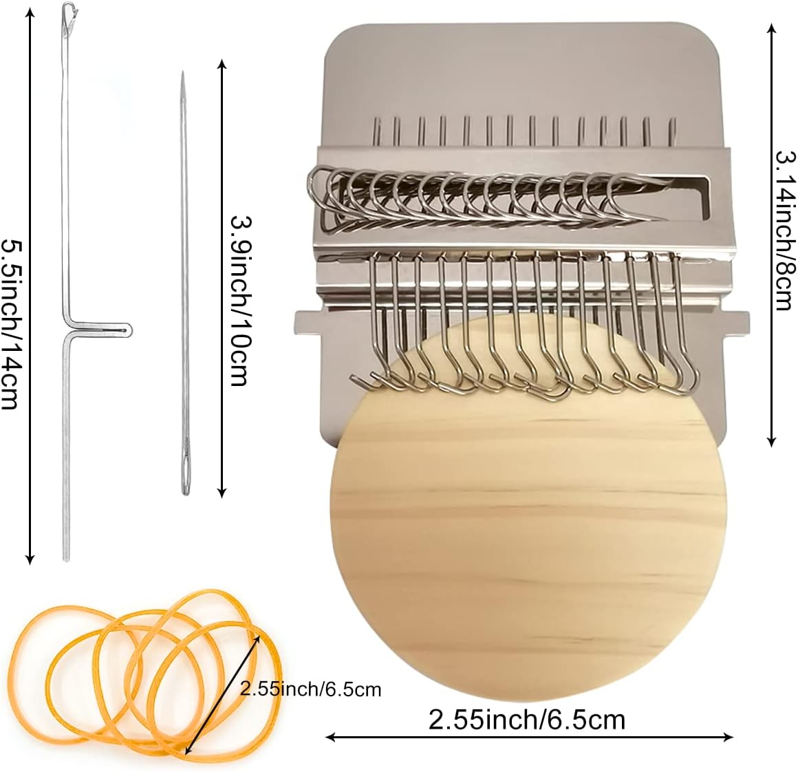 Rumexeng Small Weaving Loom, Wooden Speedweve Darning Loom Type Weave Tool, Convenient DIY Darning Machine for Mending Jeans and Clothes Quickly and Easily, Makes Beautiful Stitching (14 Hooks)