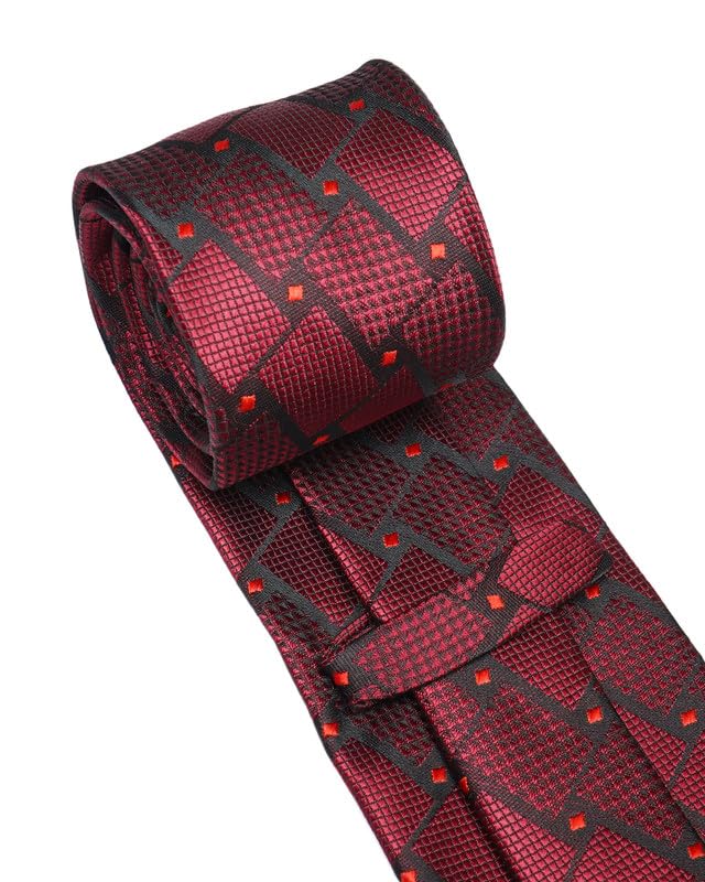 Image of Axlon Tie for Men - Micro Silk Neck Ties Set with Cufflinks Flower Pin, Pocket Square & Black Gift Box, Combo Necktie Sets for Office Wear, Formal Suits & Weddings (0, Checkpn)