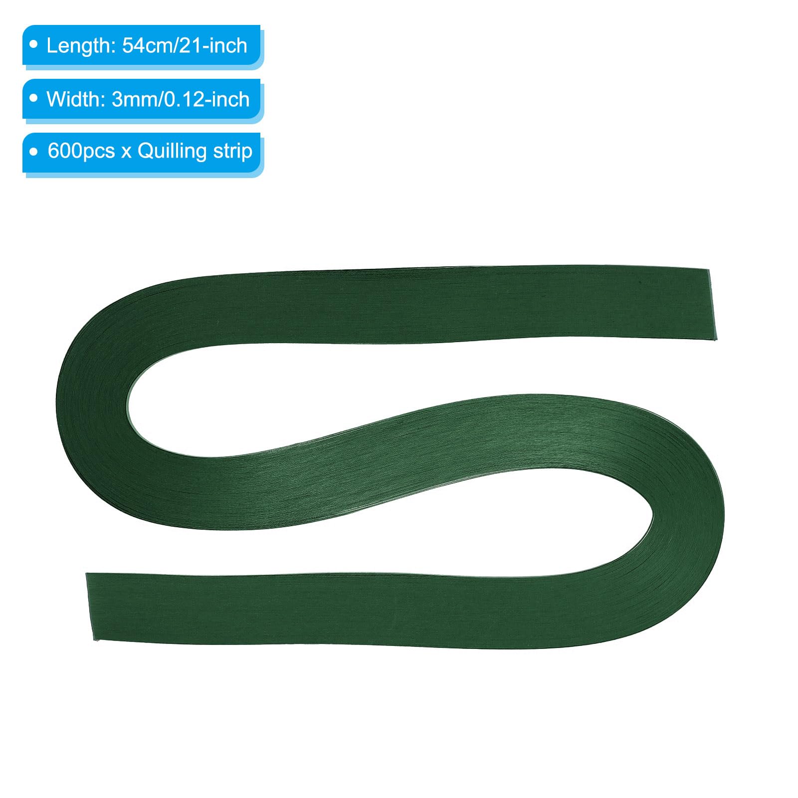 PATIKIL 600pcs Quilling Strips Paper 3mm(1/8") 54cm Origami Paper Quilling Strip for Art DIY Hand Craft Christmas Dark Green - Image 2