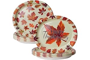 Dereinwo Thanksgiving Oval Plates, Autumn Harvest Paper Dinnerware Set