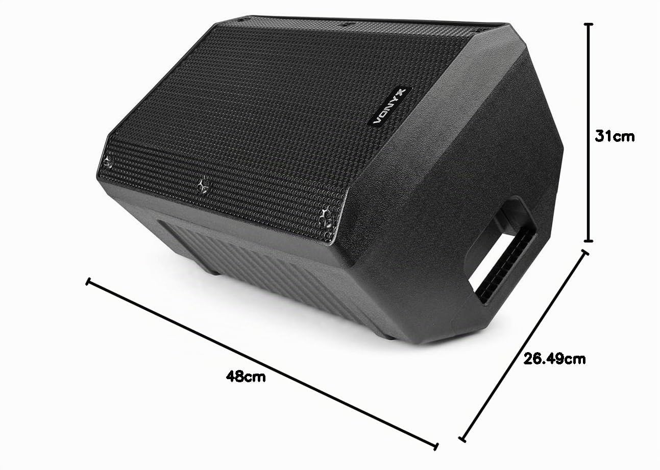 VONYX VSA10BT Enceinte Active 500W Amplifiée avec Bluetooth et MP3, Lecteur Multimédia, Port USB, Affichage LCD, Amplificateur Intégré, Bluetooth, Télécommande Incluse