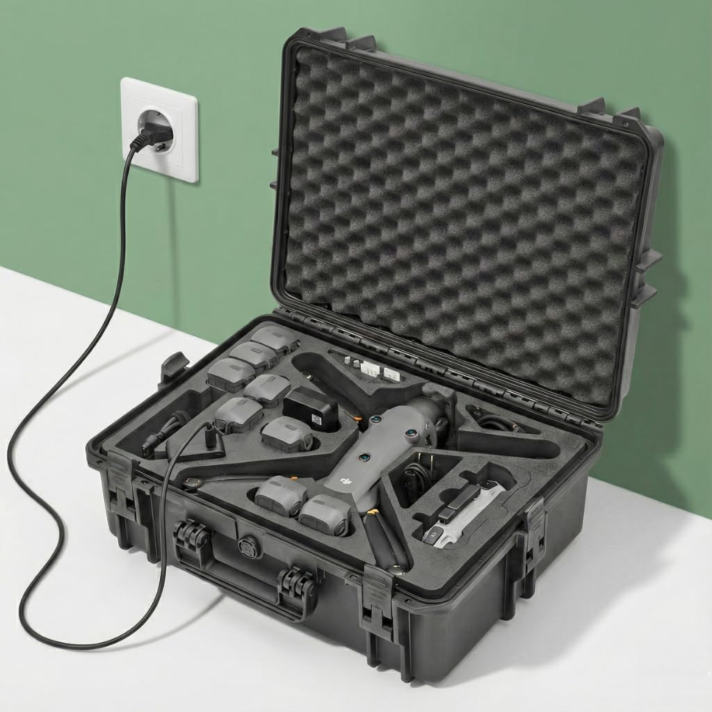 TOMcase Valise pour DJI Mavic 4 Pro, Fly More/Creator Combo, avec RC2/RC Pro 2 « Ready-to-Fly & Ready-to-Charge » – Valise Rigide, étanche pour l'extérieur – Fabriquée en Allemagne