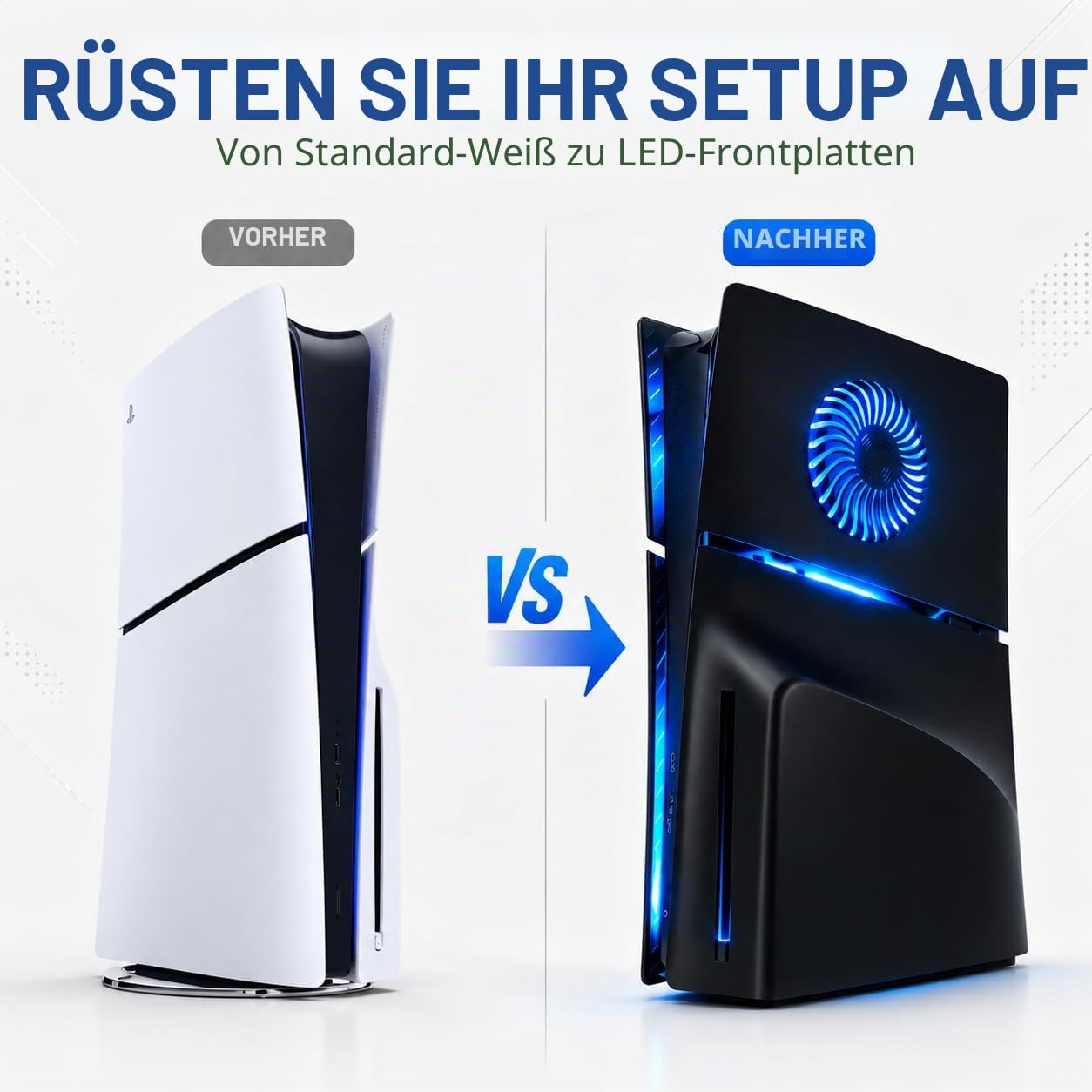 LED-Frontplatte für PS5 Slim Disc Edition, Seitenschalenplatten, PlayStation 5, schlanke Konsolenabdeckung mit RGB-Beleuchtung, individuelles Design, kratzfest, Staubschutz, Ersatzschale