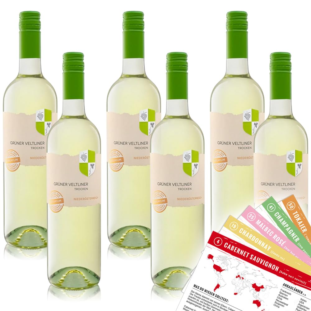 Aichenberg Grüner Veltliner Premium QbA, trocken, sortenreines Weinpaket + VINOX Winecards (6x0,75l)