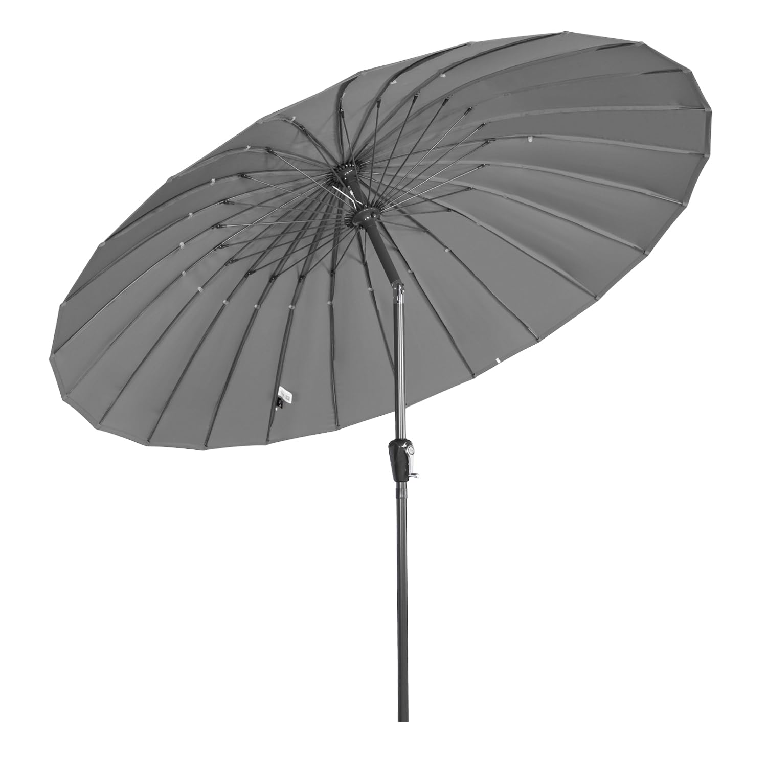 Angel Living 2.5M Parasol with Crank Handle & Tilt, 24 Ribs Heavy Duty Patio Umbrella, UV30+ Protection, Polyester Fabric & Metal Pole (Grey)