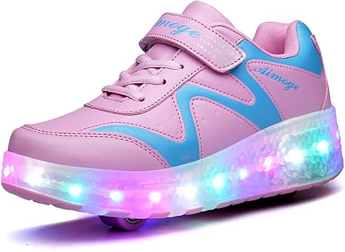 XJBHD Unisex Niños Zapatos con Ruedas con Dos Ruedas Led Luces Zapatillas con Ruedas Se Puede con Automática Calzado de Skateboarding : Amazon.es: Moda
