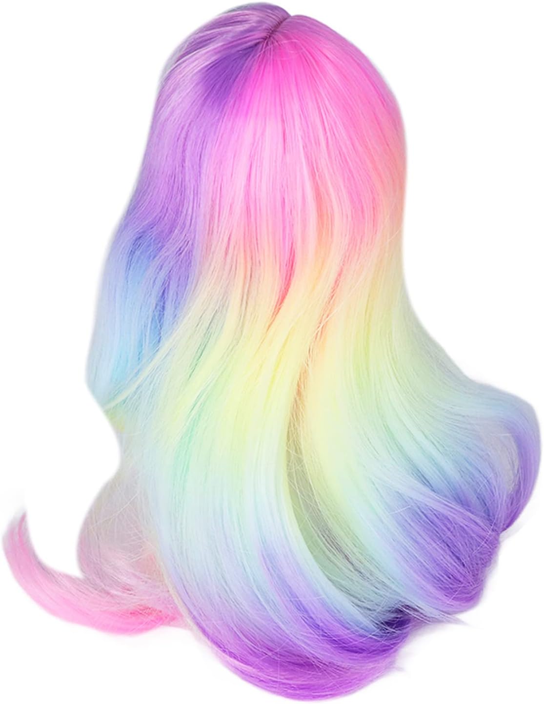 Ball Joint Doll Wig, High Simulation Soft Mohair Like Gradient Color 1/3 Doll Wig with 3 Piece Mesh Cloth, for 21 24cm Head Circumference (Rainbow)