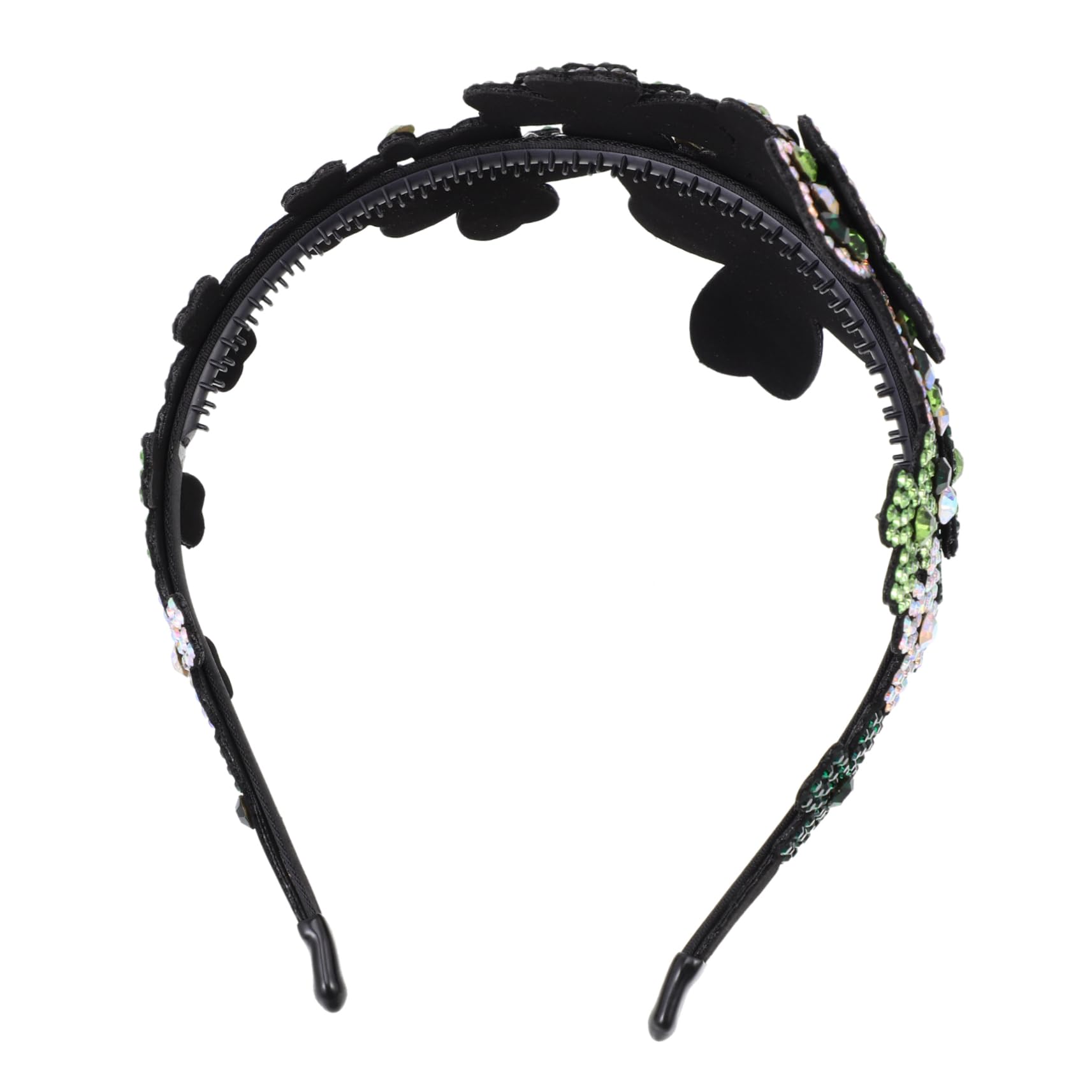 Diadema Ancha Flores y Gemas de Imitación para Mujeres