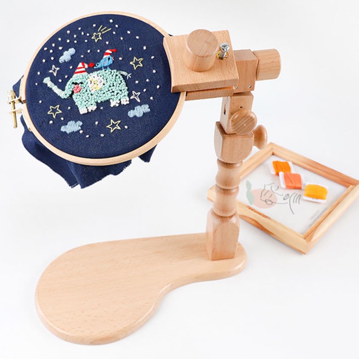 Artibetter Soporte de Madera Kit de Bastidor para Punto de Cruz Giratorio y Ajustable Ángulo Regulable para Bordado para Costura y Manualidades