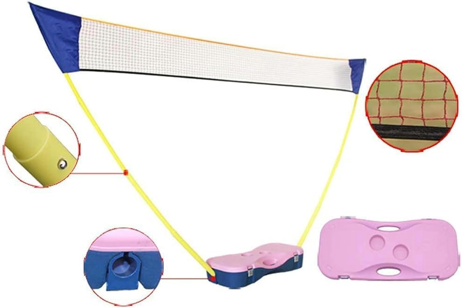 Portable Badminton Net Set, Folding Tennis Volleyball Kimchi Net with Independent Storage Box Base Stand Backyard Lawn Beach Training Ground for Adult and Children