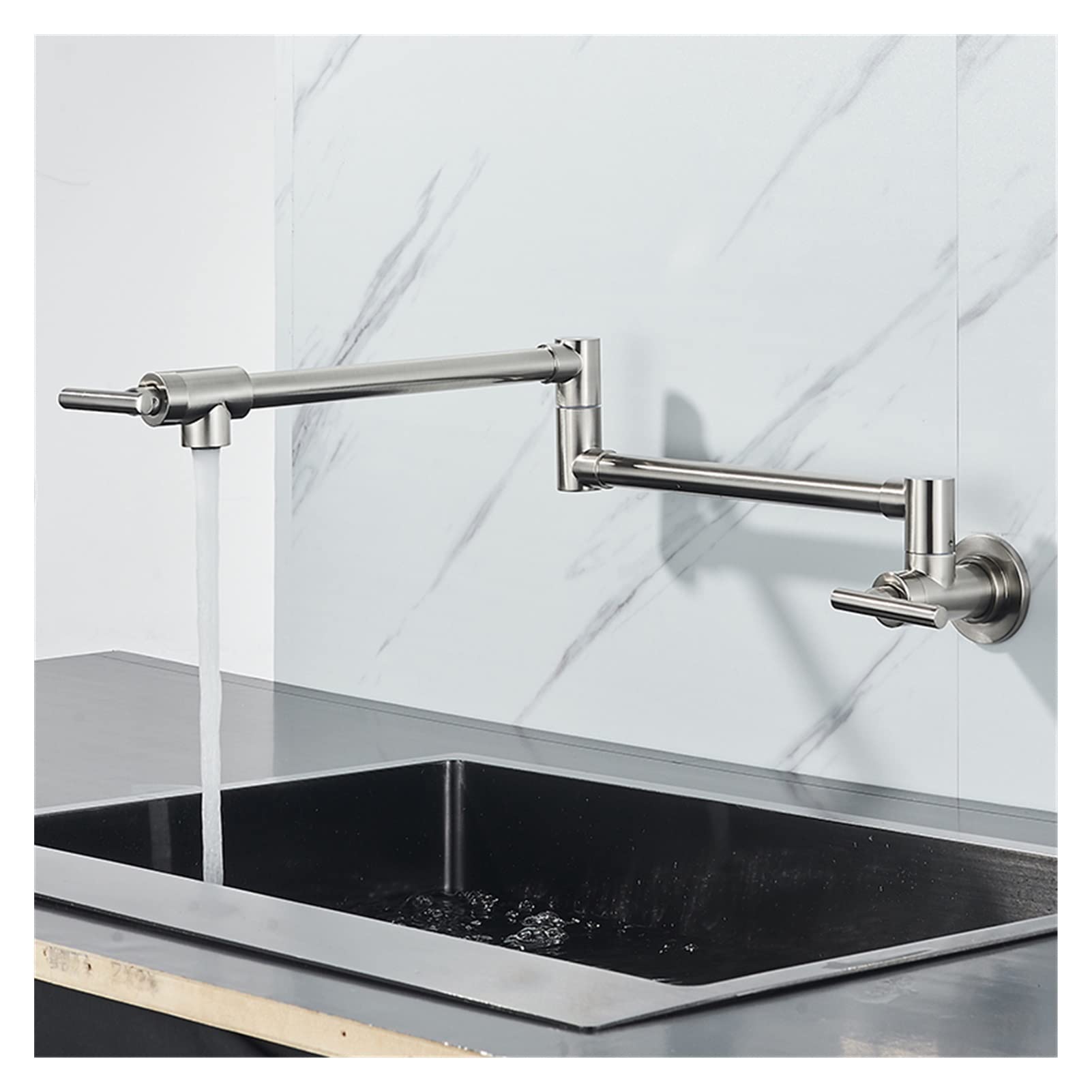 Gold Brass Pot Filler Tap Tap Cucina Rubinetto Singolo Freddo Freddo Solo Rubinetto Ruota Pieghevole Bustina Chrome Lavello Tap Montata a Parete - Rubinetto da Cucina(Polished Gold C)