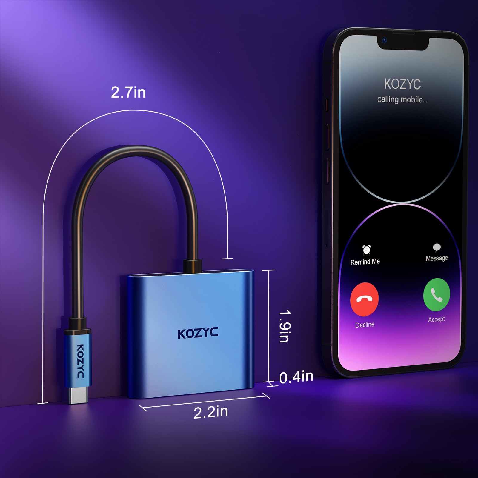 Adattatore da USB C a doppio HDMI, 4K a 60 Hz, splitter da tipo C a HDMI, display esteso per MacBook/MacBook Pro Air Dell XPS13/15, Samsung Galaxy S9/S9+ [modalità MST (display estesi) solo per Win