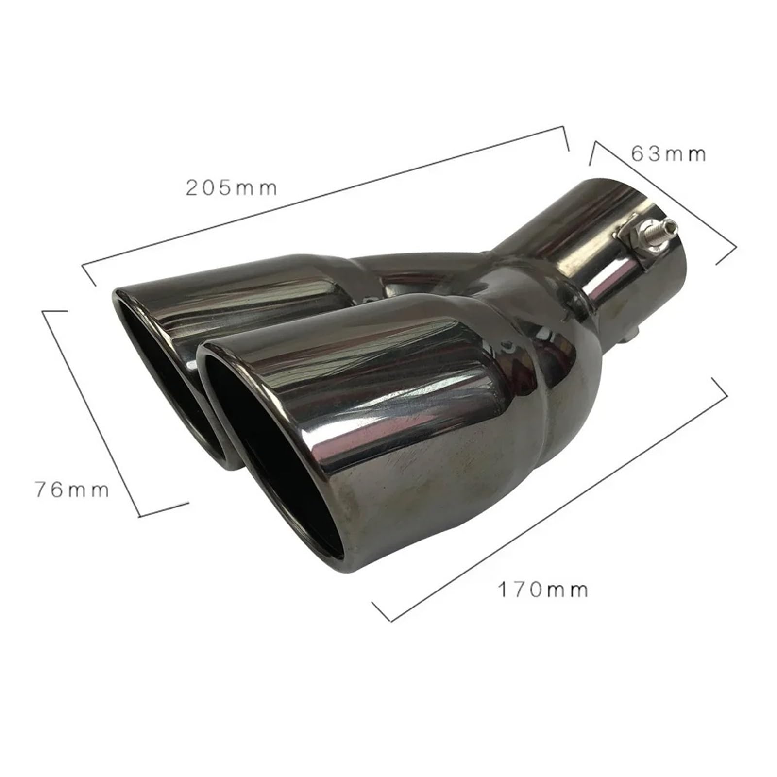 63-mm-Doppelauspuffrohr, schwarzer Edelstahl | Universelles Doppelrohr-Endrohr for den Endschalldämpfer(Silver Z)