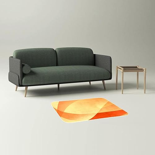 Miniatura 2 de Tapete abstracto amarillo naranja para todas las estaciones, resistente a las manchas y a la decoloración, de perfil bajo, para interiores y