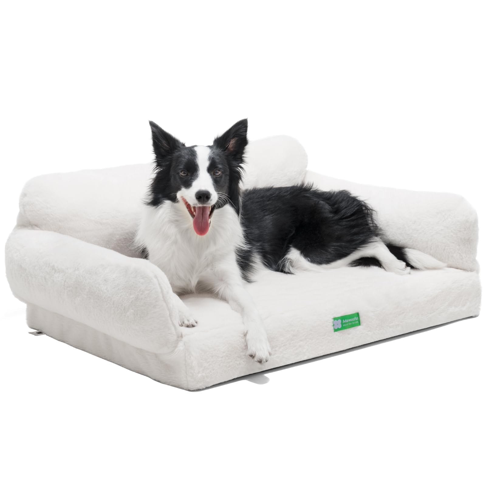 MEWOOFUN 34.6" Orthopedic Dog Bed Sofa for Small Medium Dogs, Egg- Foam Dog Couch with Removable Washable Cover and Non-Slip Bottom (Large, Beige)