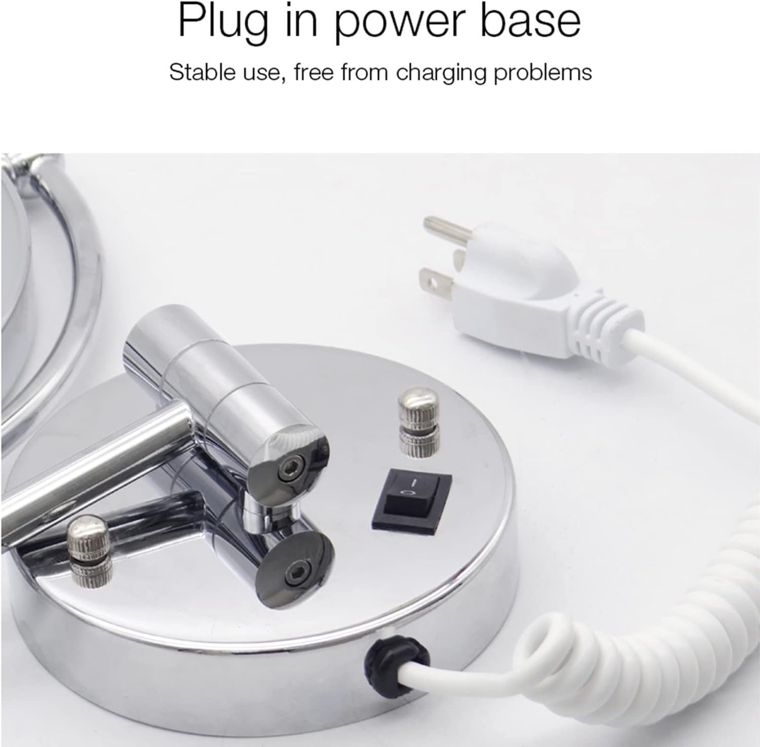 8 Inch Wall Mounted LED Lighted Makeup Vanity Mirror, Dual Sided 1X/10X Magnifying & 360° Swivel Extendable Cosmetic Mirror, HD Wall Mirror for Bathroom Shaving,Silver,Plug in