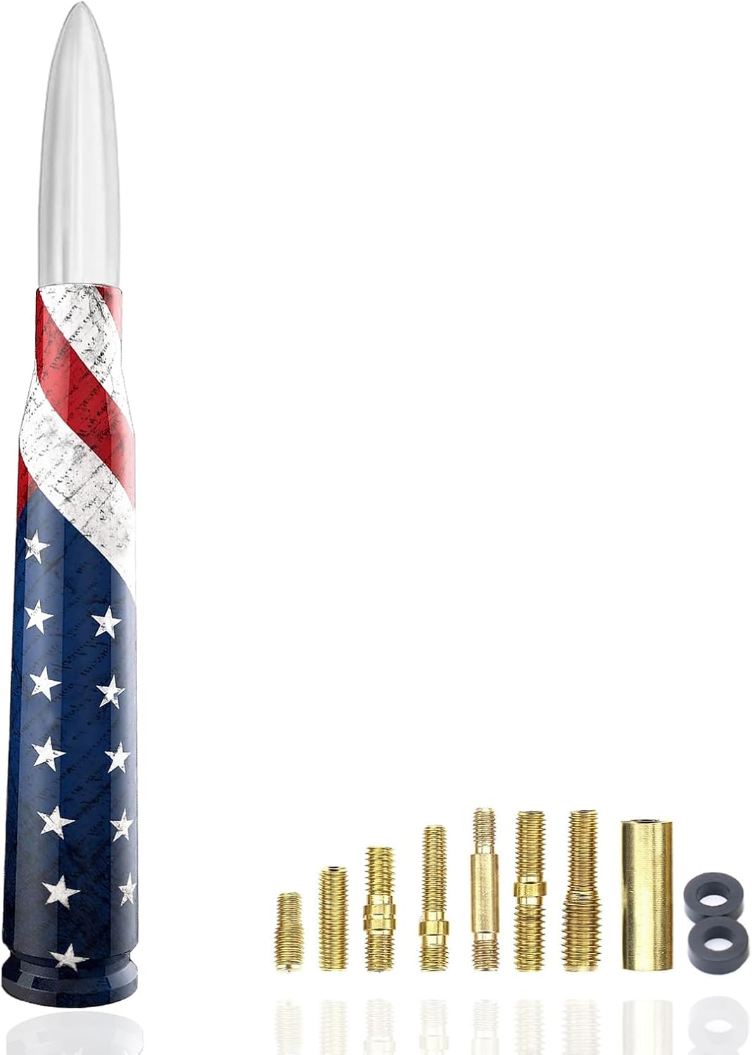 American Flag Antenna, Car Truck 5.5’’ Antenna Wash-Proof Radio Antenna Aluminum Short Antenna Truck Exterior Decoration Accessories AM/FM Radio Signal for SUV Truck Most Auto Cars Antenna