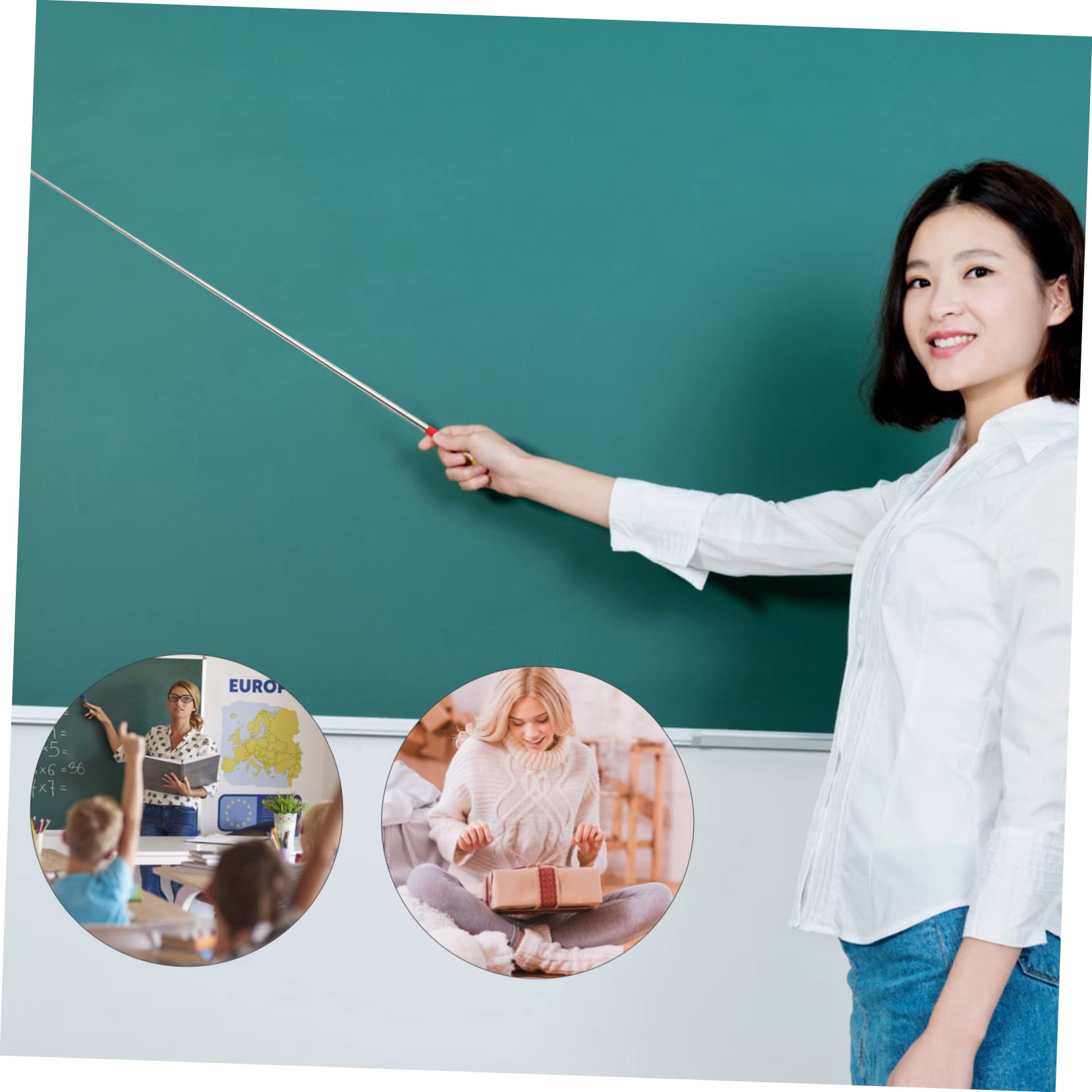 ERINGOGO Blackboard Indicator Stick Extendable Rod Multifunction Pointer Presenter for Reading and Presenting