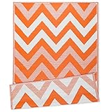 NINAMAR Indoor/Outdoor Patio Rug – Chevron - Orange/White - 4'x6' - Reversible, Waterproof, Lightweight, UV & Stain Resistant – Durable Plastic Décor Rug - Portable for Beach, Deck, Entryway