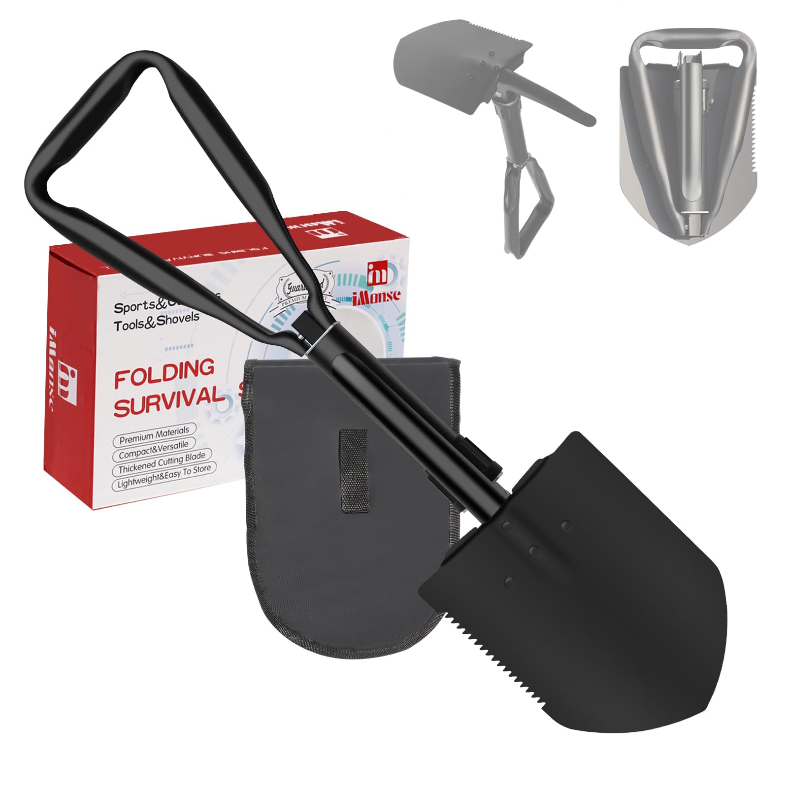Folding Shovel，24" Folding Survival Shovel，Suitable for Camping, Mountaineering, Exploration, Tourism, and Home Gardening Folding Camping Shovel