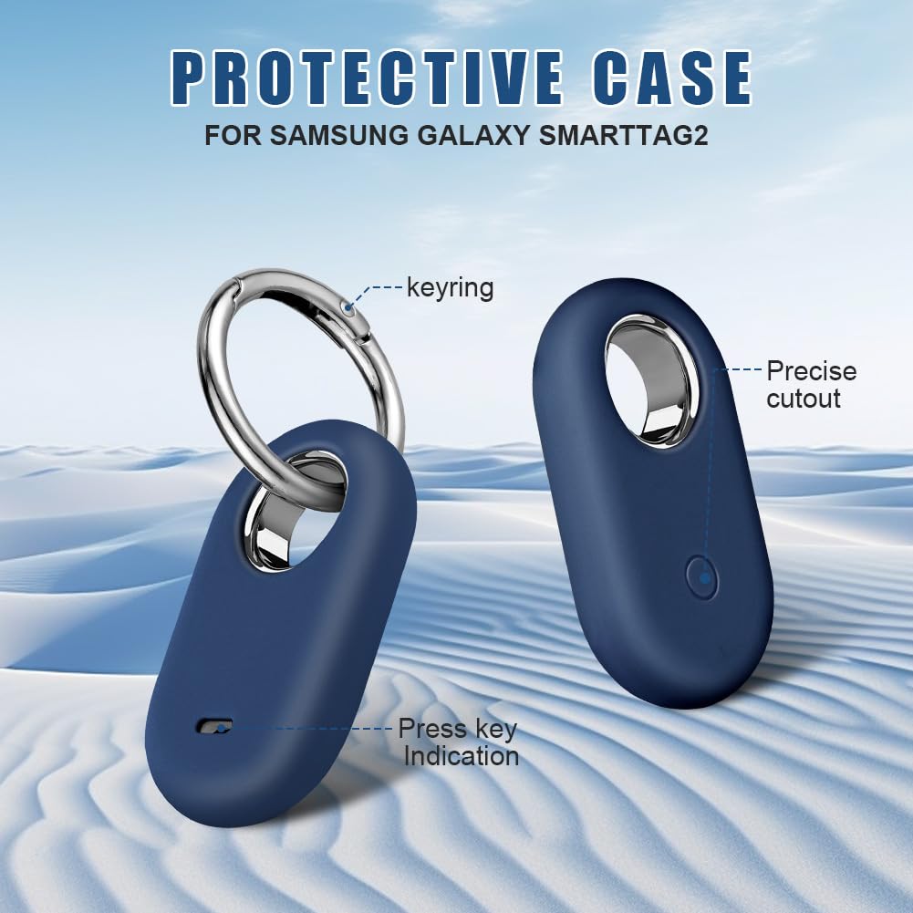 Ainiv 2 Piezas Funda Protectora para Samsung Galaxy Smarttag 2, Silicona Llavero de Funda Protectora para Smart Tag 2, Accesorios Anticaídas y Antiarañazos para Smarttag2 para Llaves Collar Mascotas — view 2