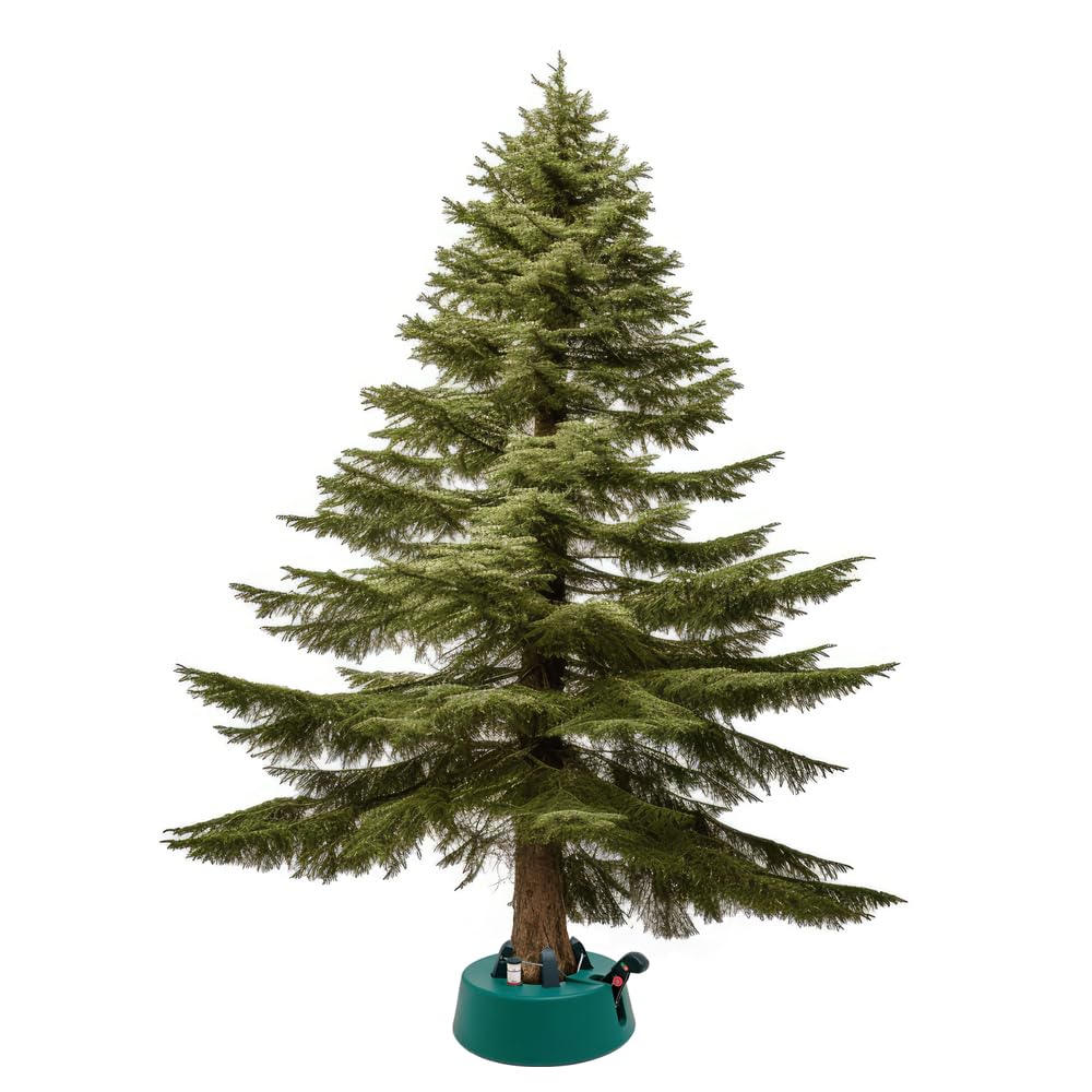 Christmas-World Christbaumständer, Modell Taunus, für Baumhöhe bis 2,25 m, Weihnachtsbaumständer Tannenbaumständer mit Fußhebelfunktion und Einseiltechnik, 2,0 Liter Wassertank, Grün