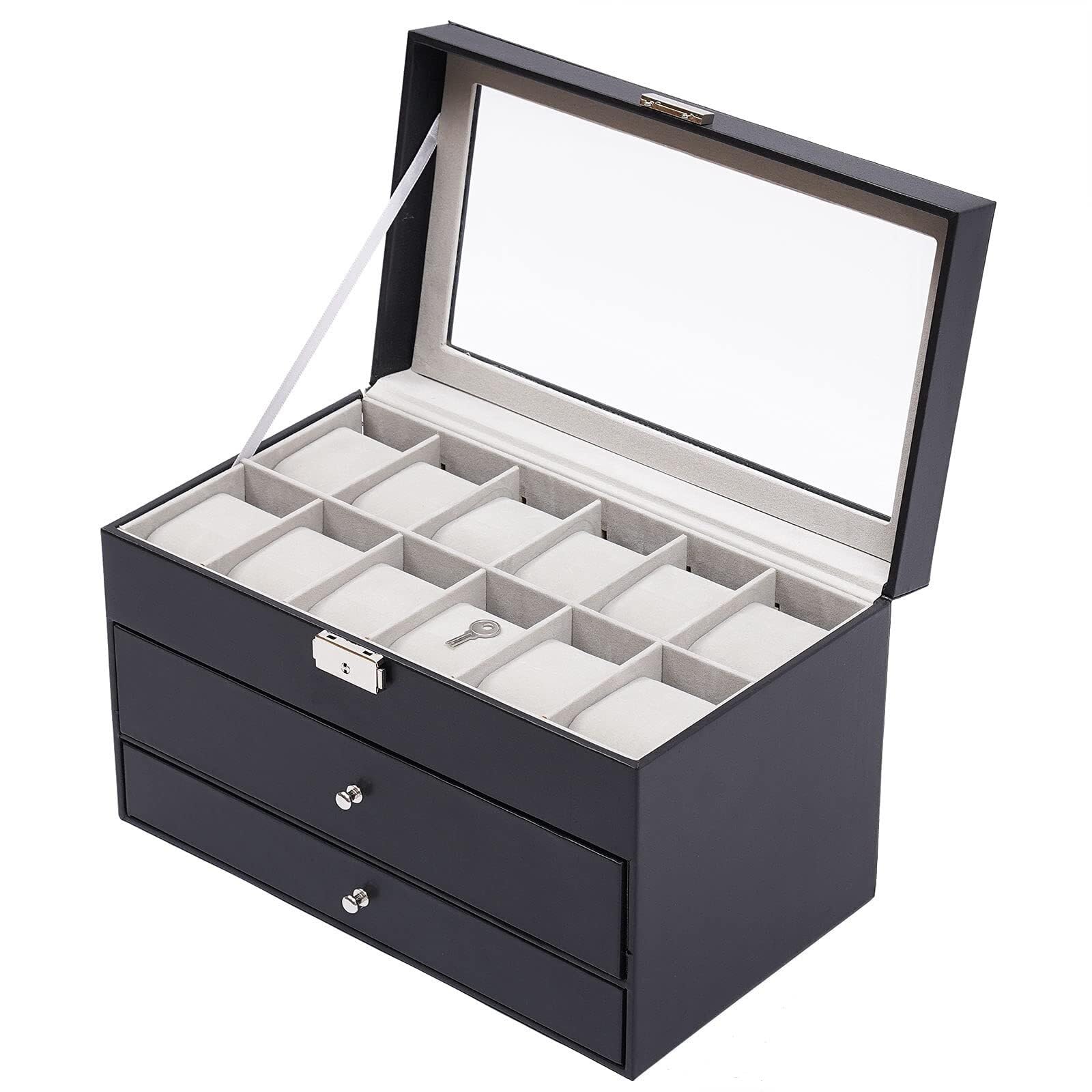 Rangement montres et bijoux anti-rayures boîte cuir homme
