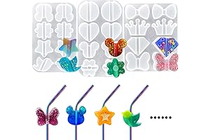3PCS Straw Topper Molds in Crown, Diamond, Heart, Flower Shapes