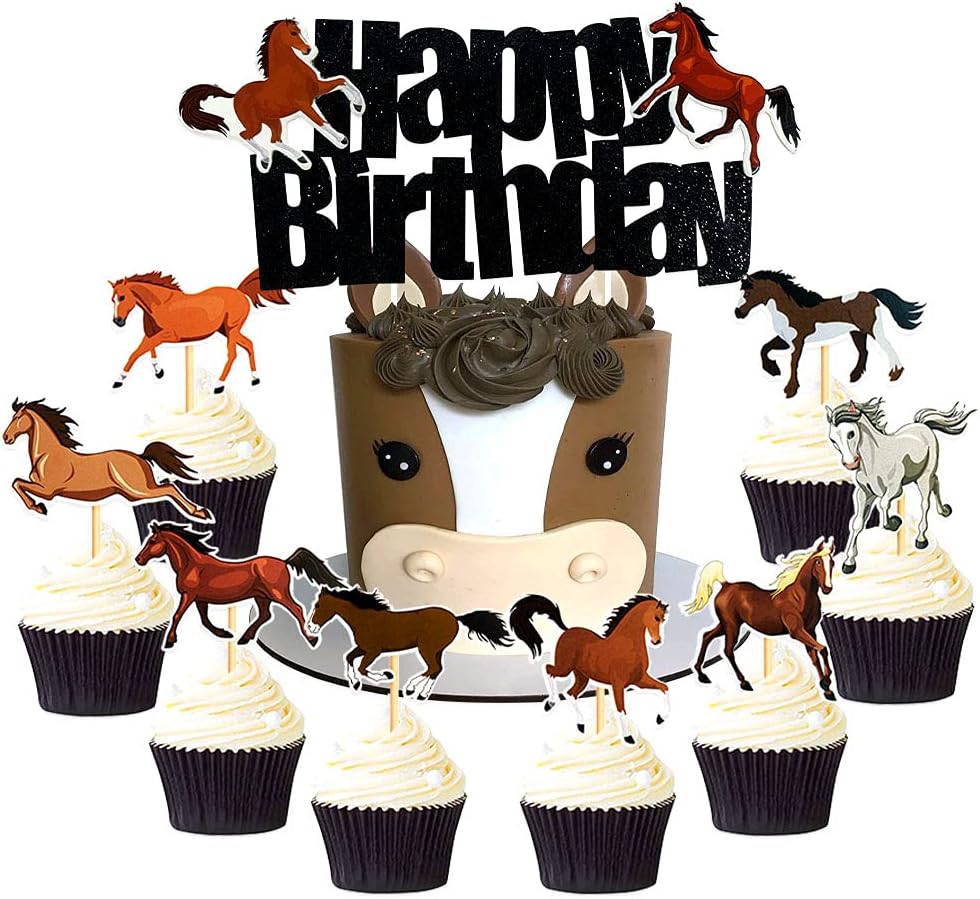 Décoration Anniversaire Thème Cheval - Bannière 'Happy Birthday' Et Guirlande Cheval - Pour Fête Enfant Garçon Ou Fille
